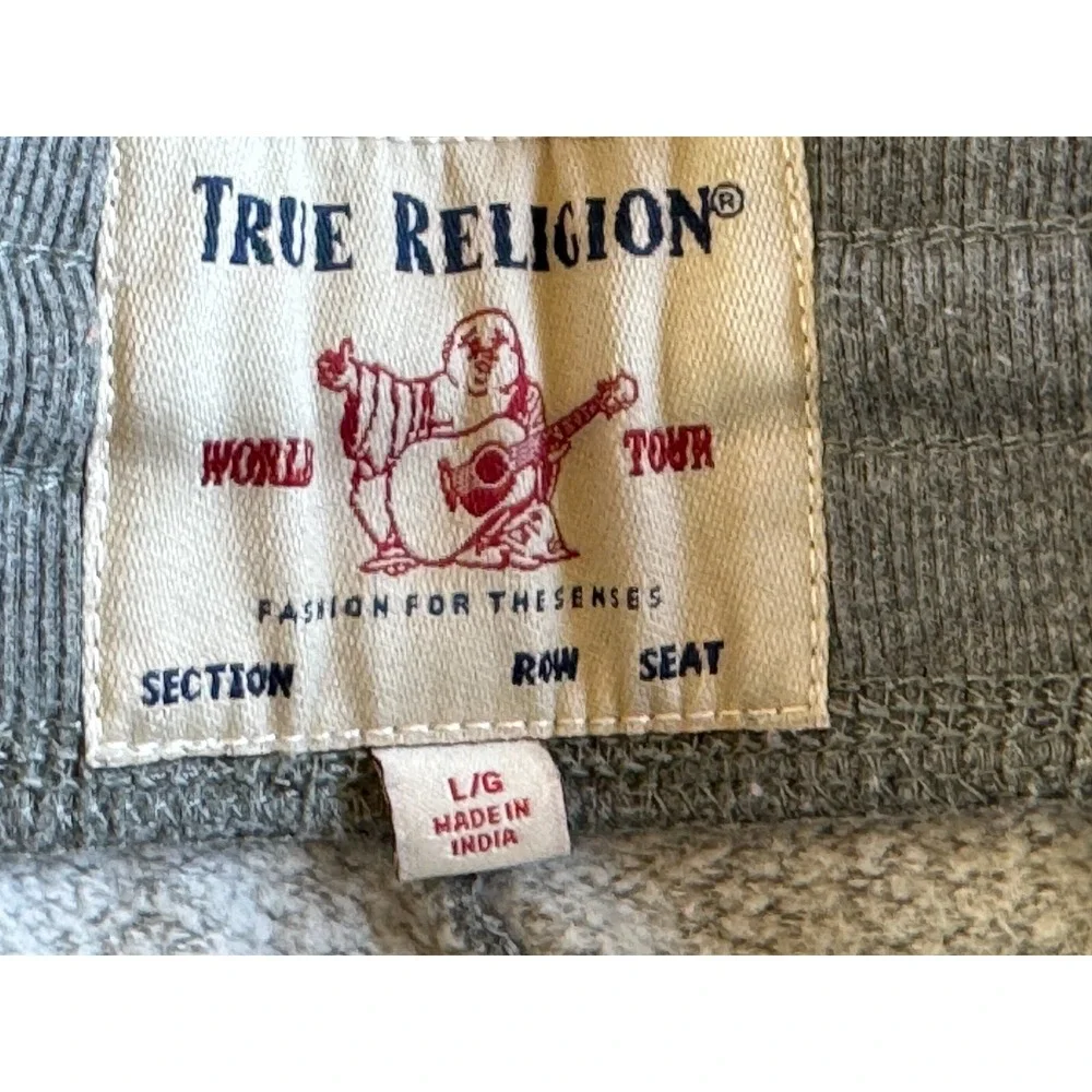True Religion Pants Joggers Large Loungewear Mens  Gray Sweatpants studded Logo‎